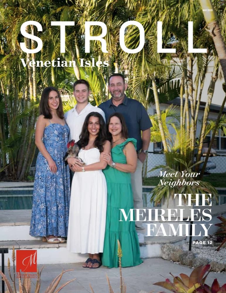 May 2026 cover of Stroll Venetian Isles featuring The Meireles Family poolside